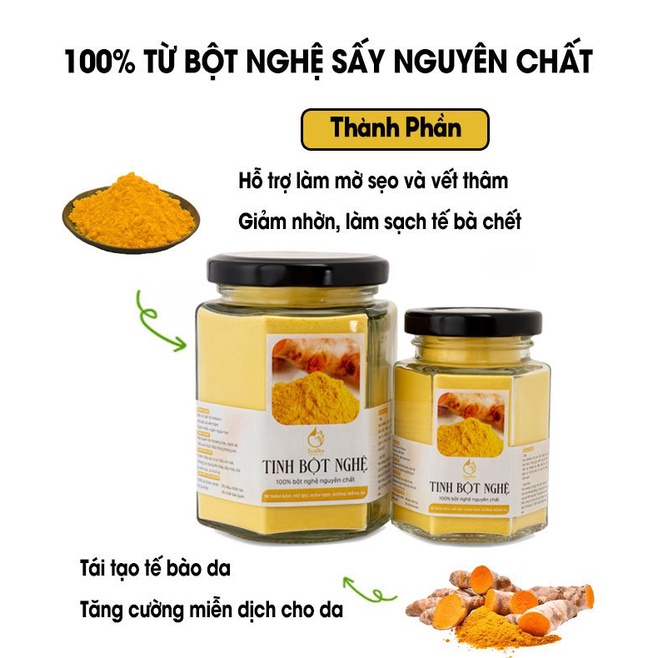 Hũ bột Nghệ đắp mặt nạ hữu cơ nguyên chất 140G | 100% Organic