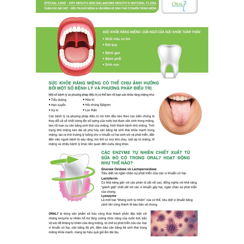Gel bôi cao cấp dành cho người khô miệng, nước bọt nhân tạo hỗ trợ cân bằng hệ sinh thái trong miệng Oral7