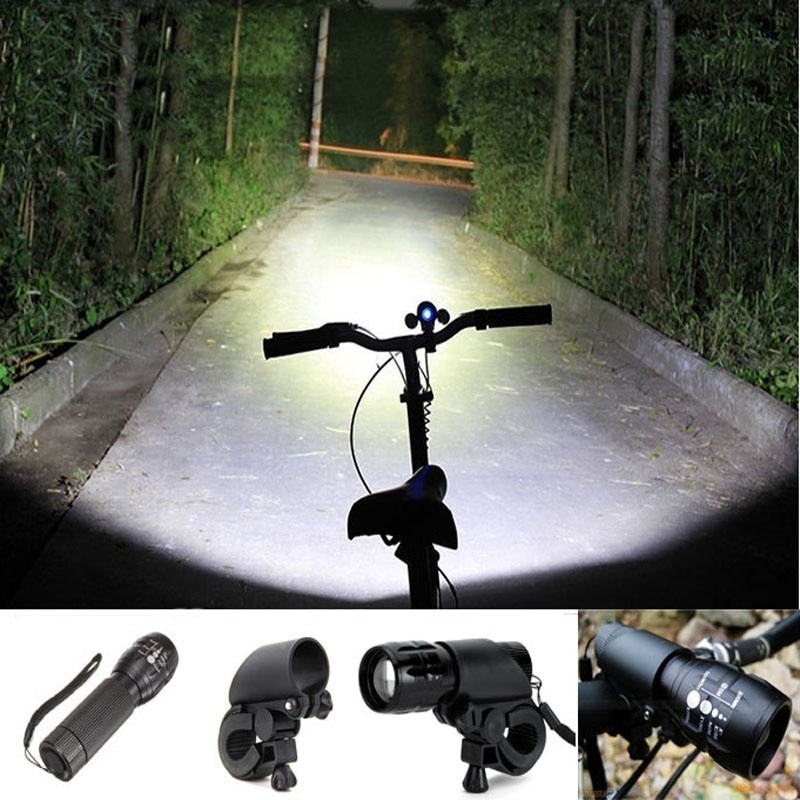 Đèn pin LED gắn phía trước giá đỡ xe đạp để đi xe đạp/ cắm trại ngoài trời