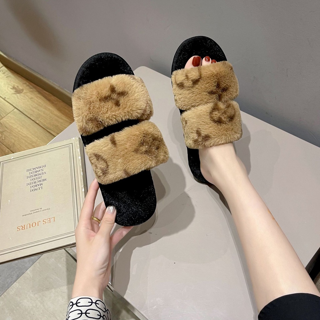 Big Size 37-42 Dép Nữ Bông Đi Trong Nhà Chống Trượt Thời Trang Thu Đông