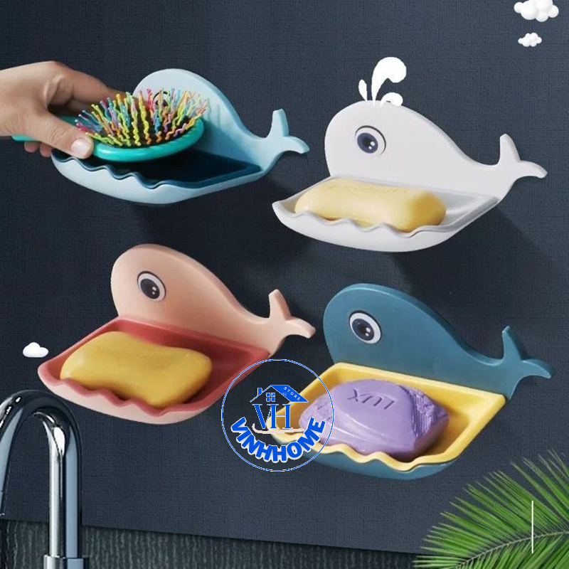 Khay Đựng Xà Phòng Dán Tường Hình Cá Heo Dễ Thương
