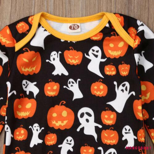 Áo Liền Quần + Quần Dài In Hình Bí Ngô Halloween Cho Bé