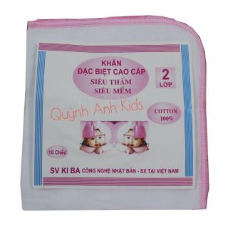 Khăn sữa sơ sinh KiBa 2 lớp cho bé (sét 10 chiếc)
