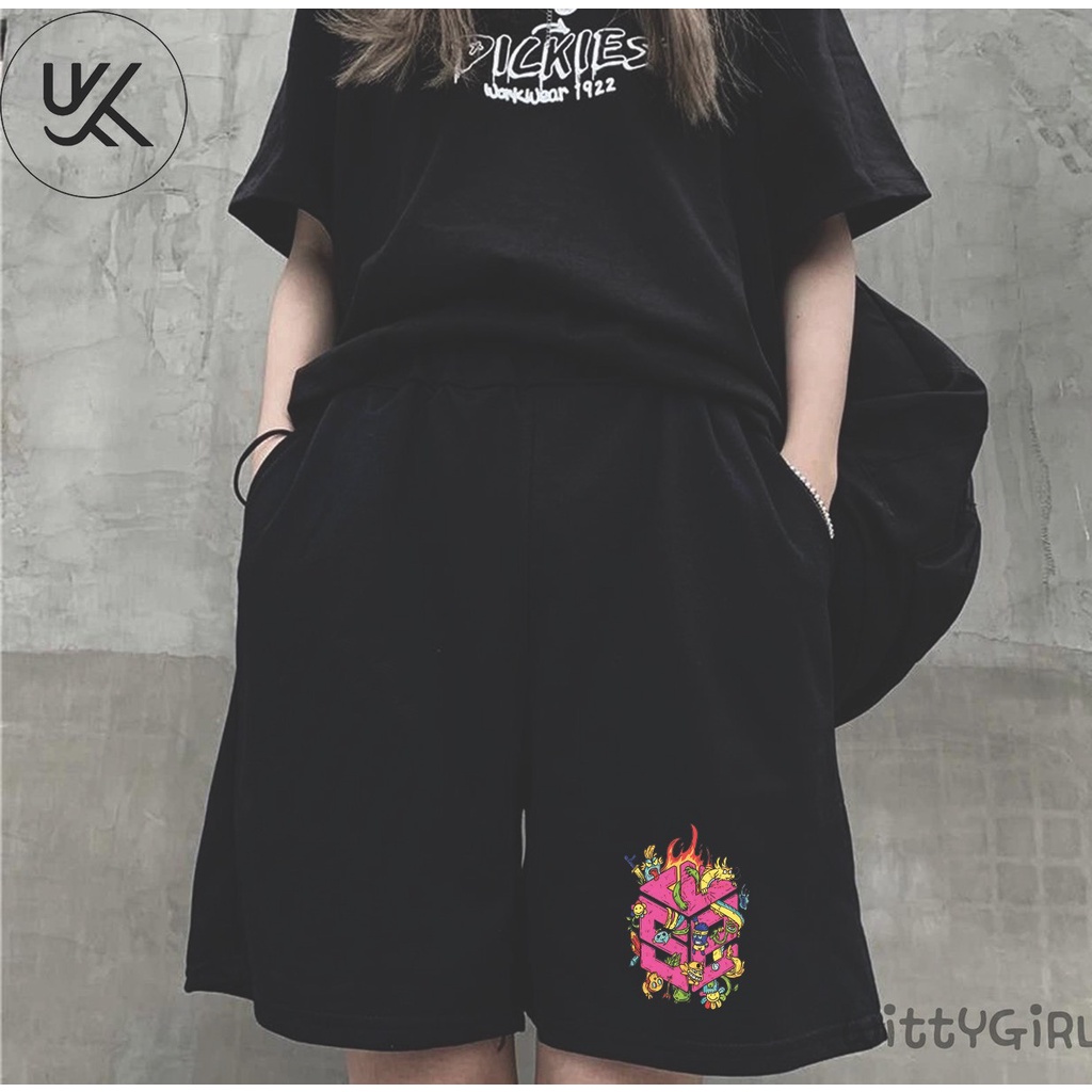 QUẦN SHORT SWE CARTOON Nam Nữ, chất thun Poly 2 da, đùi thể thao, cộc ngắn form rộng unisex