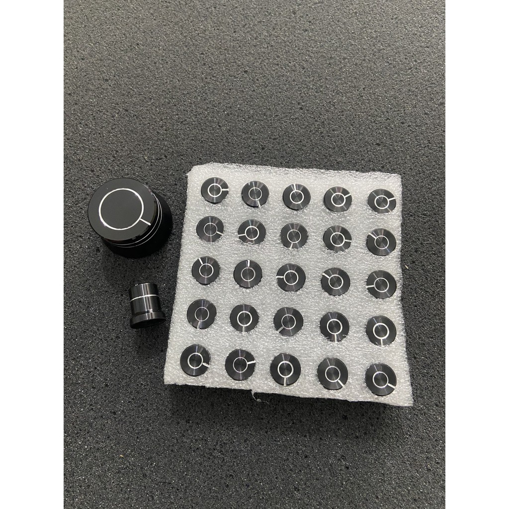 Bộ 26 nút nhôm đen amply có viền nút chụp volum amply đẹp