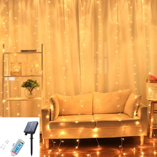 \Solar Curtain String Light Outdoor Waterproof Decorative Light LED String Light Holiday Decoration White