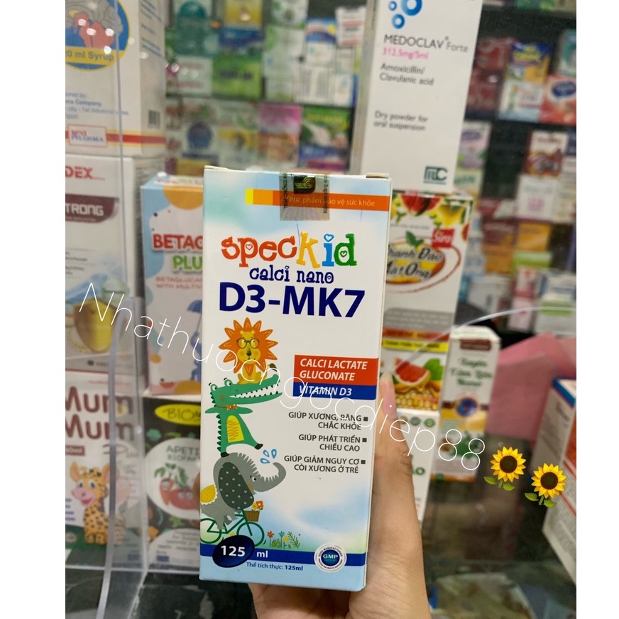 Speckid Calci nano D3 Mk7 giúp bé hấp thu canxi vào răng xương phát triển chiều cao - Chai 125ml