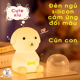Đèn ngủ silicon hình Cún con dễ thương có cảm biến vỗ và cảm biến âm thanh Hẹn giờ tắt đèn