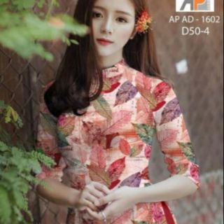 🌹🌹🌹(Không mua sẽ tiếc)Bộ áo dài họa tiết lá mùa thu