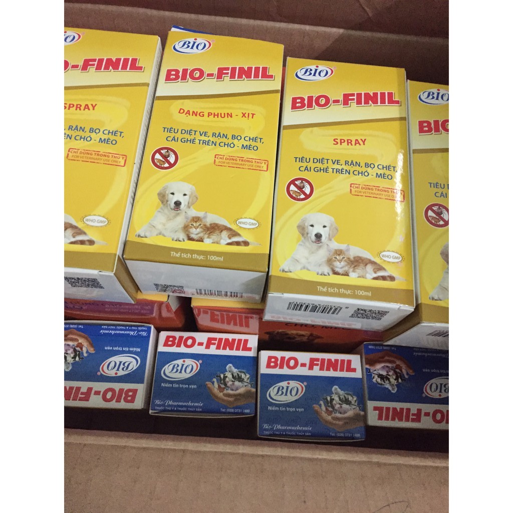 Dung dịch phun xịt trị ve rận bọ chét trên chó mèo – BIO FINIL 100ML - Jpet Shop