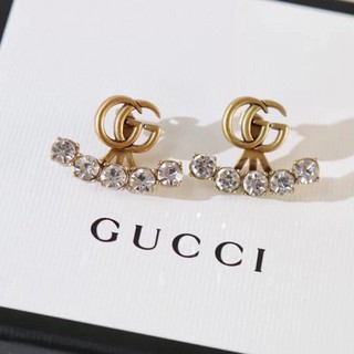 Khuyên tai mạ bạc 925 hình chữ G đính đá chống dị ứng sang trọng