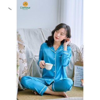 Bộ Lụa Xanh Dương - Dài Tay