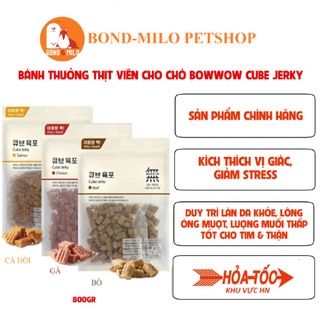 Bánh thưởng thịt viên cho chó bowwow cube jerky 3 vị bò, gà, cá hồi 800g - bondmilo shop