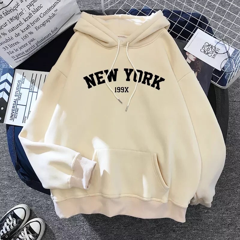 ÁO HOODIE NAM NỮ CHẤT LIỆU NỈ BÔNG MỀM MỊN SIZE TỪ 35-70kg GS28 NEWYORK