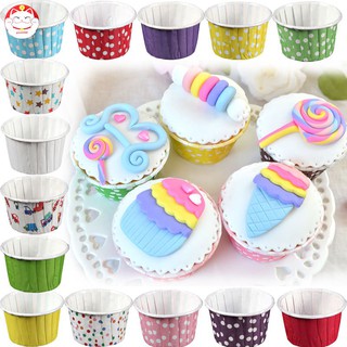 Ly Giấy Cupcake Tròn Chống Dính cuộn miệng 100 cái - Giao Màu Và Họa Tiết Ngẫu Nhiên