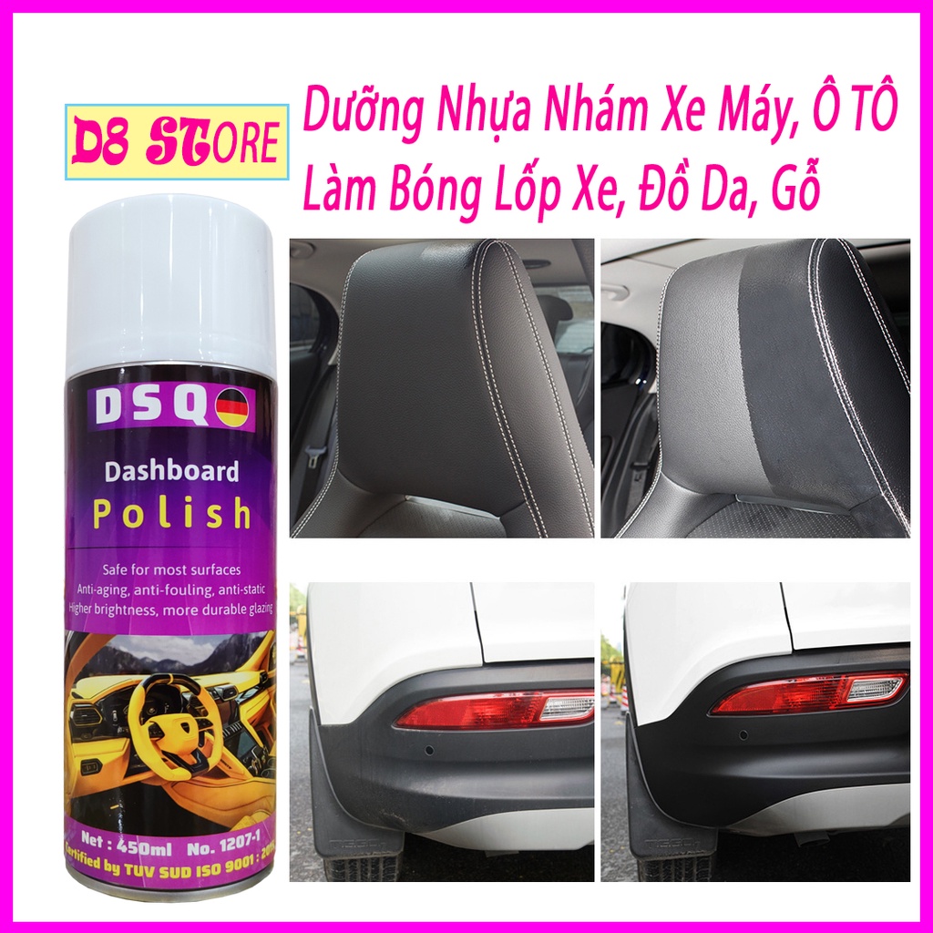 Chai xịt dưỡng nhựa ô tô - Phục Hồi Nhựa Nhám - Xịt Bóng Xe - Ghế Da, Taplo, Nội Thất Ô tô Xe Máy - DSQ Sprayking