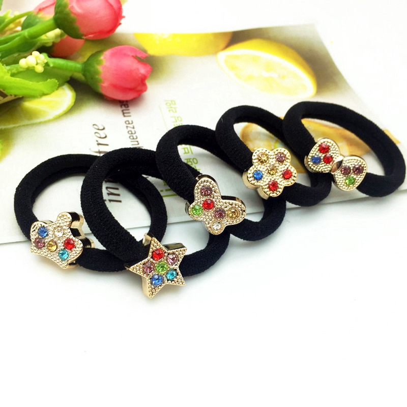 [Hàng mới về] Set 2 dây buộc tóc nữ co giãn đính kim cương giả phong cách thời trang Hàn Quốc