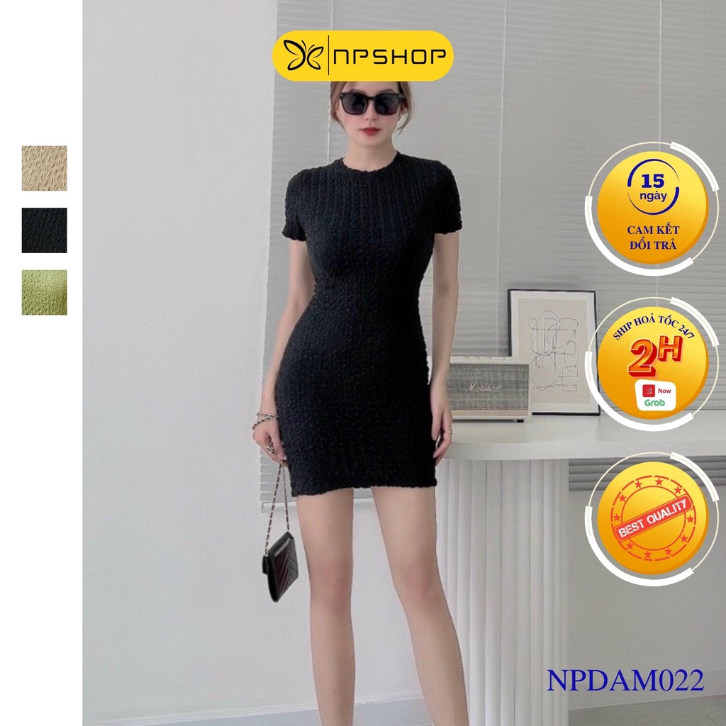 Đầm nữ ôm body chất thun gân xốp NPDAM022