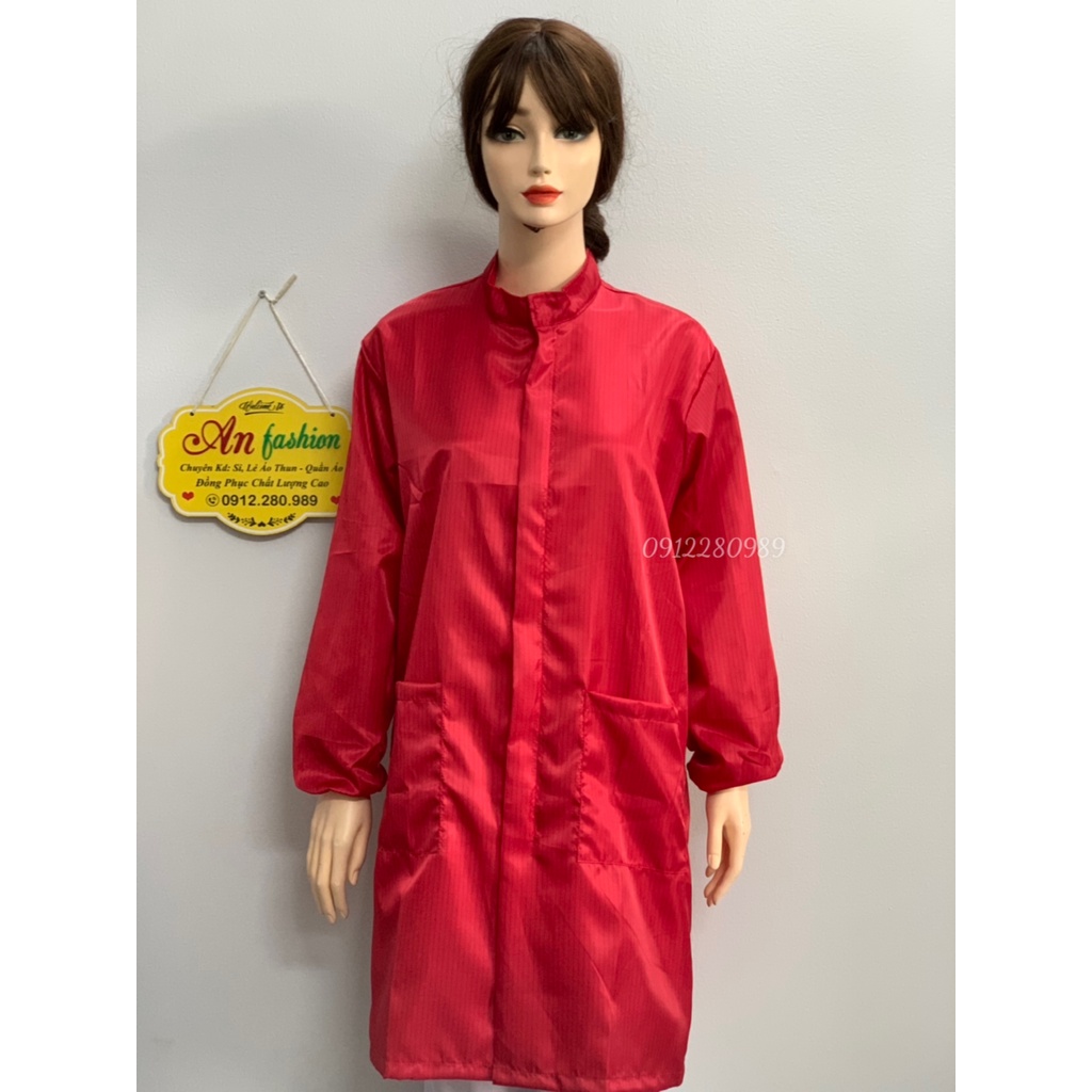 Áo phòng sạch dáng dài vải chống tĩnh điện nhiều màu sắc - Áo blouse phòng sạch _ Hình chụp thật