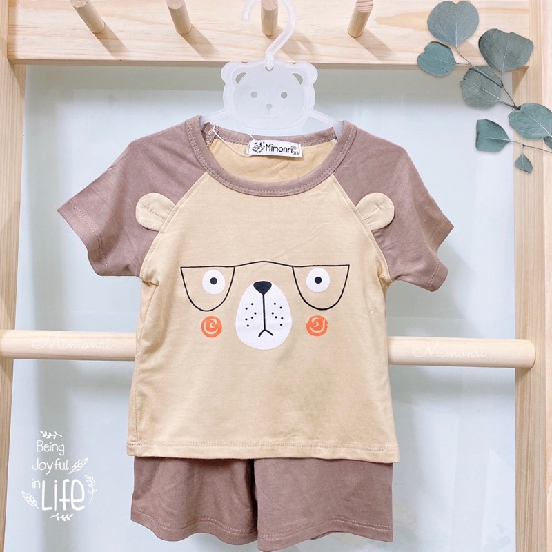 Bộ cộc thun lạnh hình thú Mimonri bé trai/bé gái (6-16kg)