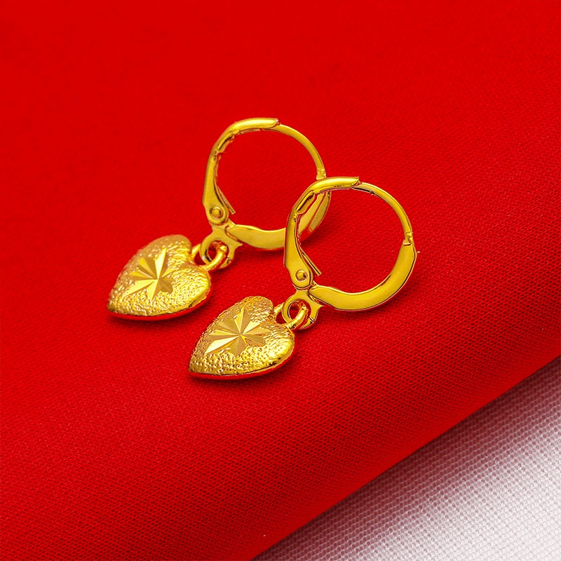 Khuyên Tai Hình Hoa Trái Tim Mạ Vàng Đồng Phong Cách Mới Cho Nữ
