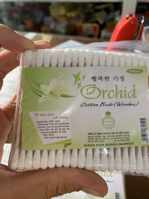 Tăm bông se tai cán gỗ 2 đầu có xớ cao cấp hàng tốt Orchid FREESHIP  Thiết kế 2 đầu với nhiều mục đích sử dụng khác.