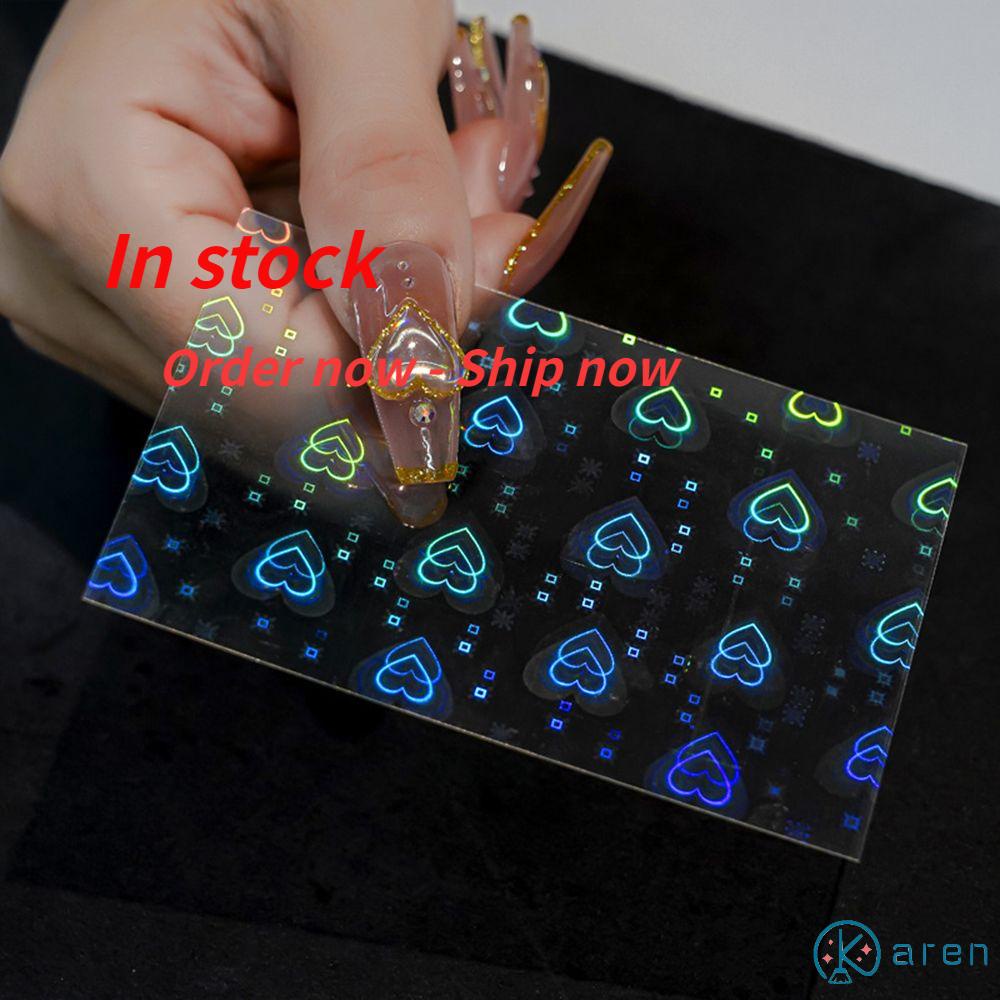 Giấy Dán Trang Trí Móng Tay Hình Trái Tim Màu Gradient Gradient DIY