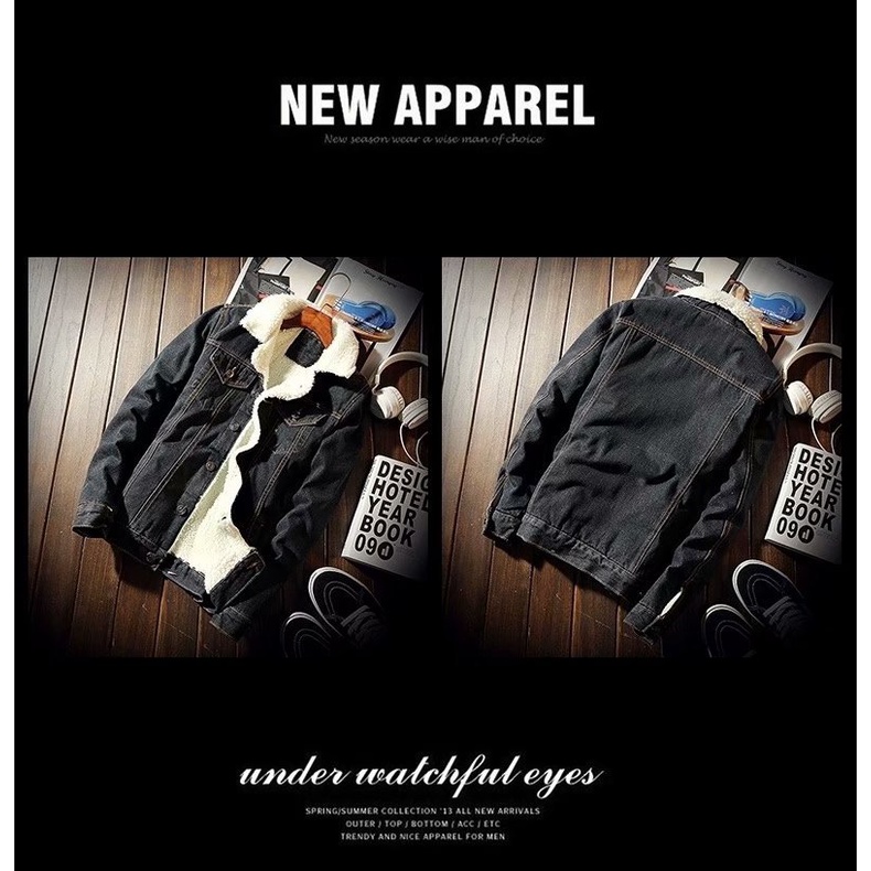 Hàng loại 1 - Áo khoác jean lót lông cừu phong cách retro phong cach hip hop