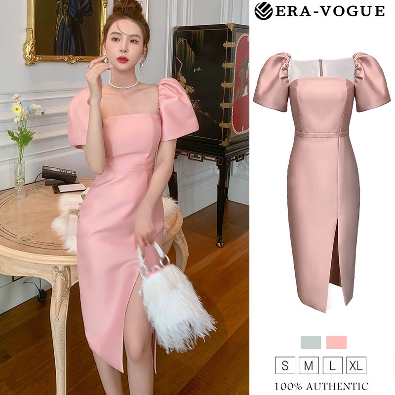 EraVogue Đầm phồng kiểu dáng ôm sát phong cách Pháp thời trang mùa hè cho nữ 4891