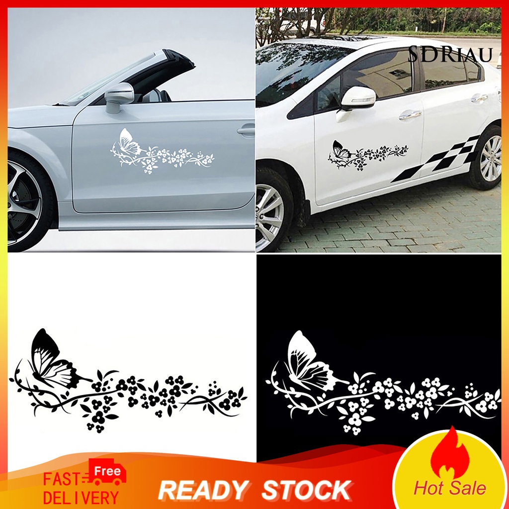 Hình Dán Trang Trí Cửa Sổ Xe Hơi Họa Tiết Hoa Và Bướm Đẹp Mắt Tiện Dụng