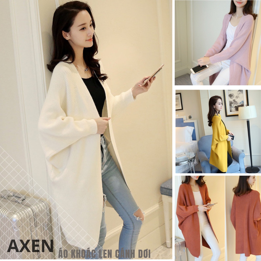 Áo khoác len nữ cardigan dáng dài kết hợp tay cánh dơi (A16)