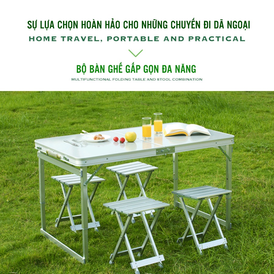 Bộ bàn ghế gấp gọn hợp kim nhôm cao cấp - Bộ 1 bàn 4 ghế - Dã ngoại picnic siêu tiện dụng! | BigBuy360 - bigbuy360.vn
