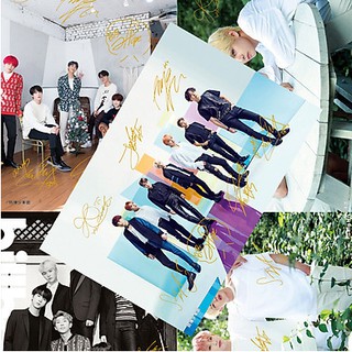 Poster ảnh treo tường 8 tấm có chữ ký nhóm nhạc BTS