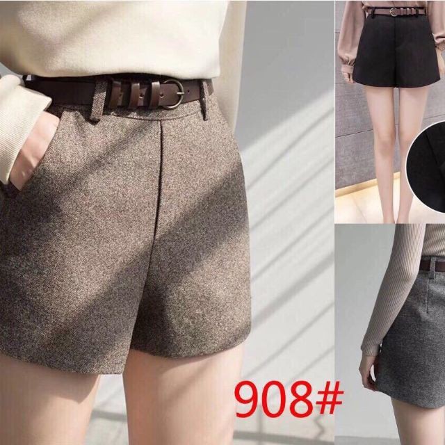 QUẦN SHORT DẠ 💖FREESHIP💖 QUẦN SHORT DẠ NỮ LƯNG CAO PHỐI ĐAI CỰC CHẤT