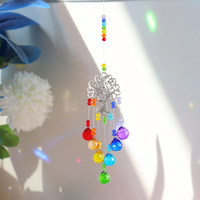 Chuông Gió Dreamcatcher Đính Pha Lê Treo Trang Trí Nhà Cửa/Văn Phòng