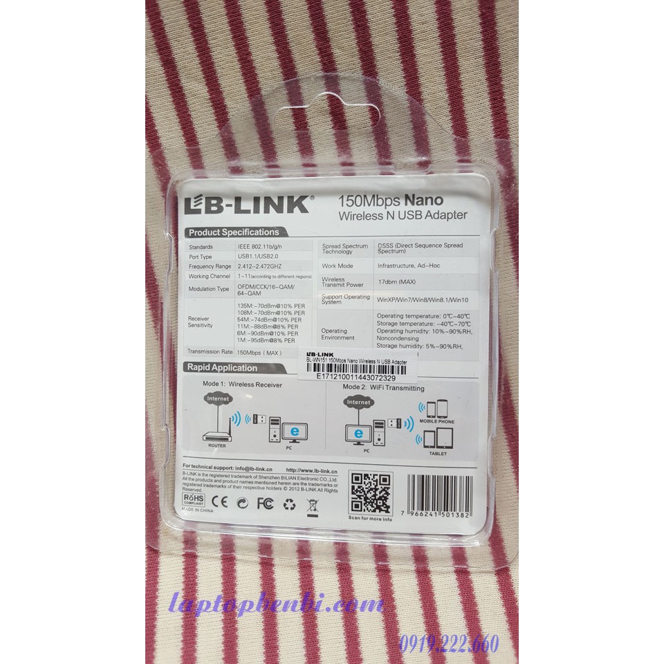 [Mã SKAMLTSM9 giảm 10% đơn 99K] Usb wifi LB-LINK WN151 siêu nhỏ gọn | Bộ usb thu wifi cho máy tính | BigBuy360 - bigbuy360.vn