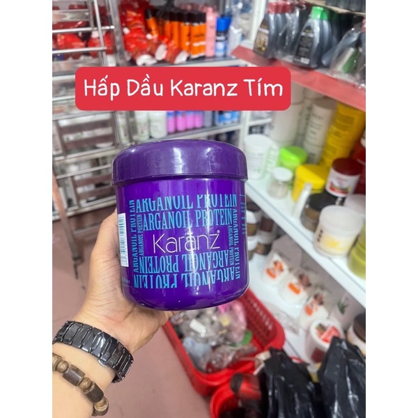 Hấp dầu  mềm mượt, phục hồi khô xơ, hư tổn Argan Protein Karanz Hair Care Cream 1000ml hấp dầu karanz tím
