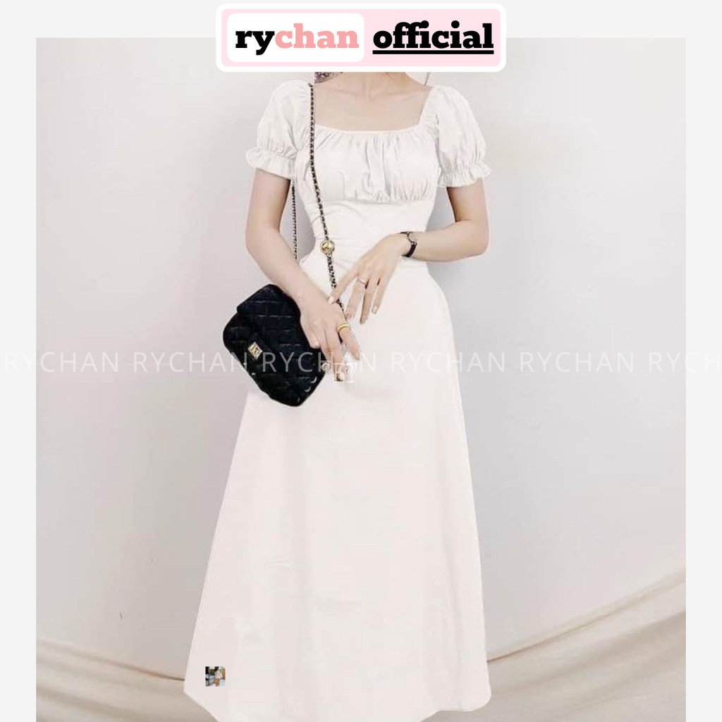 Đầm Xòe Midi Vai Nhún Bẹt Vai Cột Eo 2 Màu [Ảnh Thật Cuối] - DX0045
