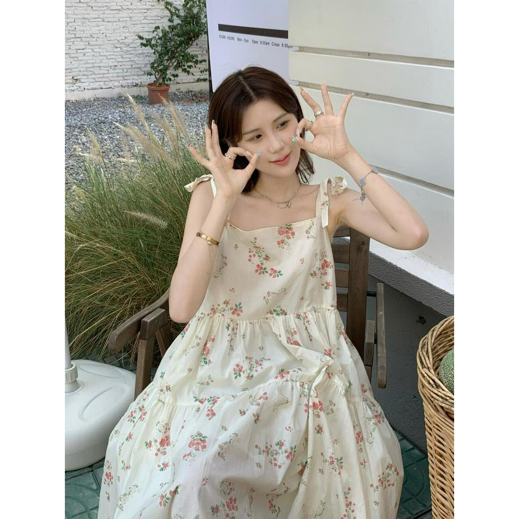 Đầm Hai Dây Họa Tiết Hoa Xinh Xắn Thời Trang Mùa Hè Cho Nữ