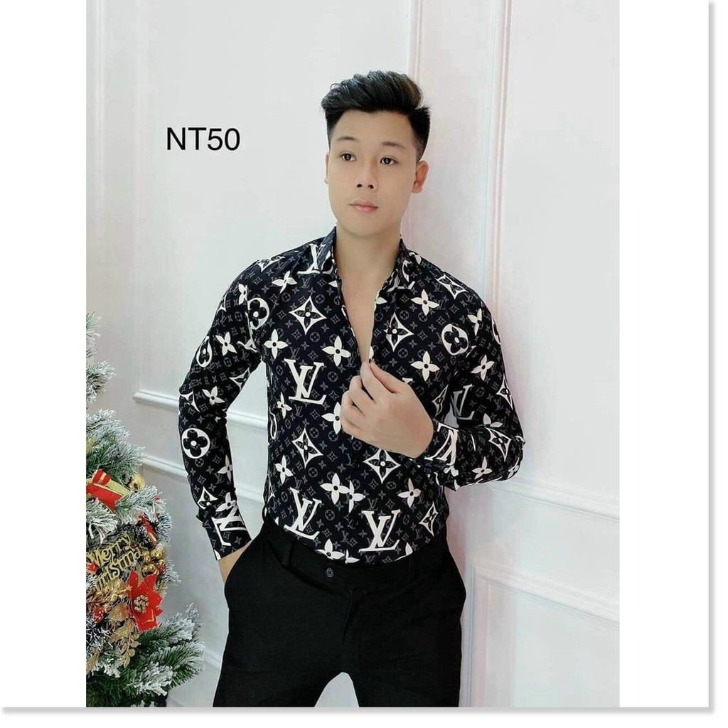 Áo Sơ Mi Nam Vải Chéo Mịn In Hình Cá Tính,Uy Tín HP