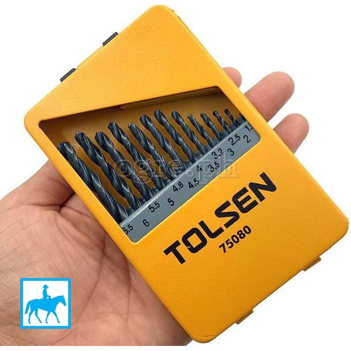 TOLSEN Bộ 13 Mũi Khoan Kim Loại Sắt Gỗ DIN338 HSS 75080