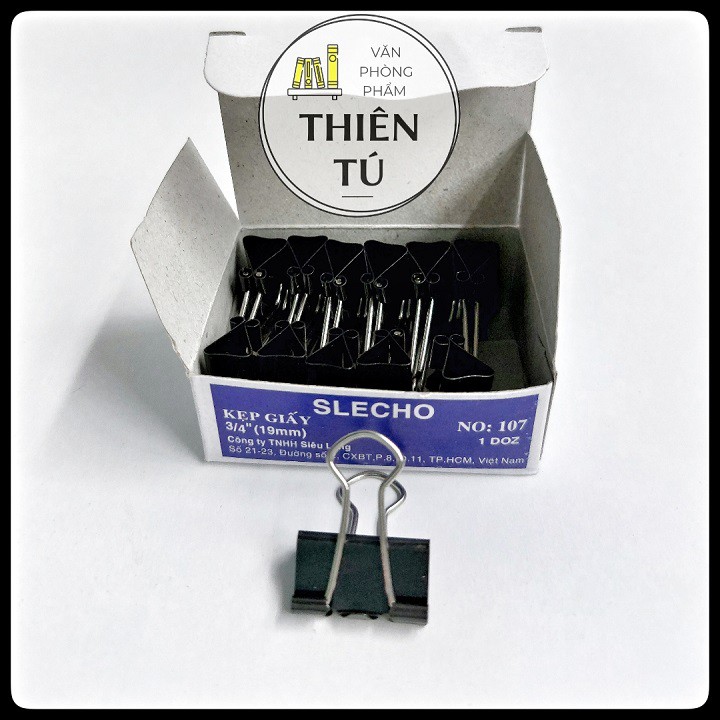 Kẹp bướm Slecho 19mm - Kẹp giấy đen chất lượng