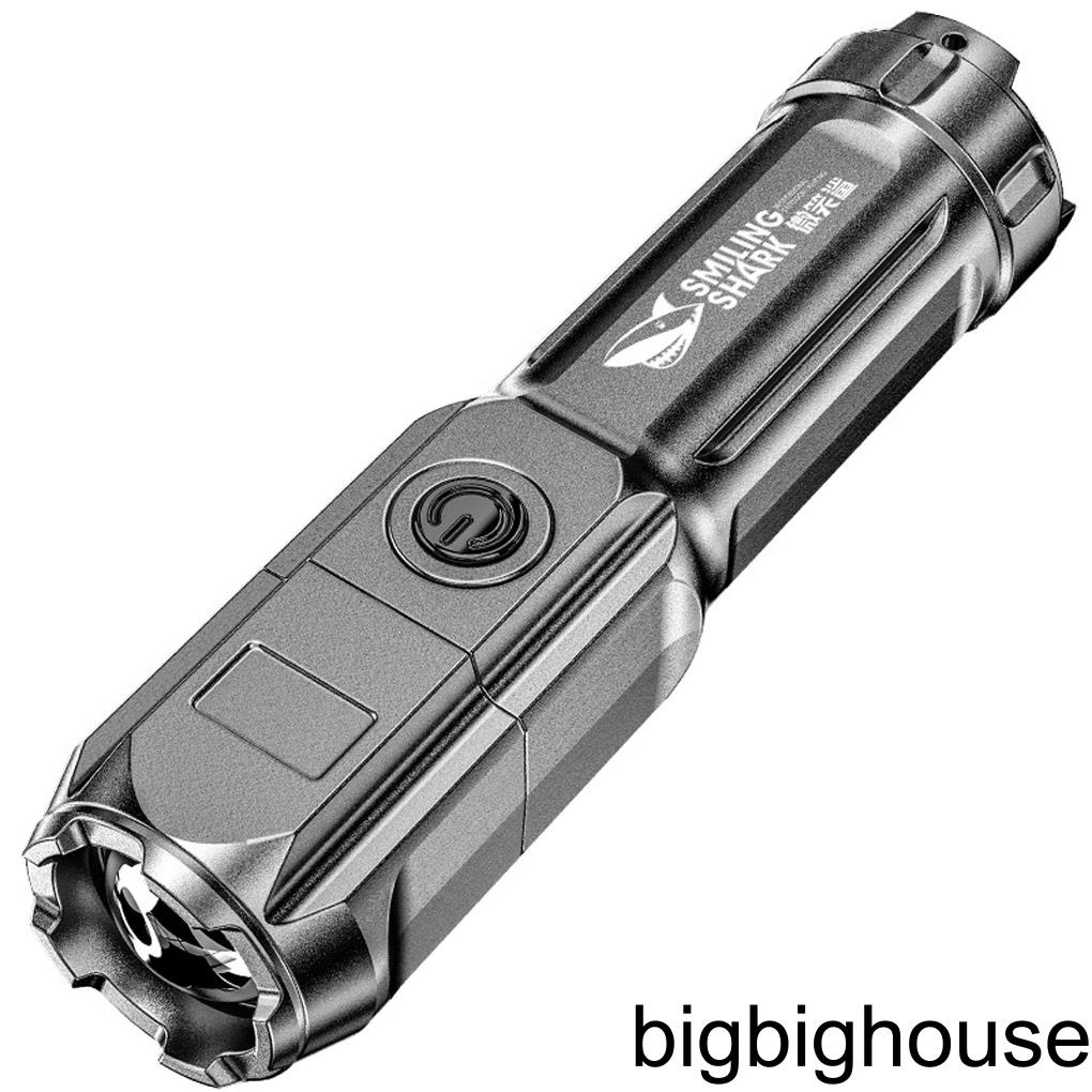 Flashlight High Brightness Focusing Flashlight Waterproof USB Charging Torch Waterproof Plastic Torch
