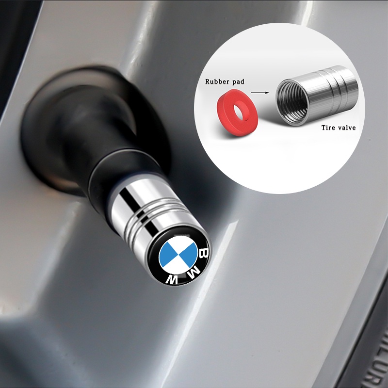 Bộ 4 Nắp Van Khí Bánh Xe Hơi Bằng Nhôm Màu Đen / Bạc Cho BMW E61 E90 E82 E70 E71 E87 E88 E89 X5 X6