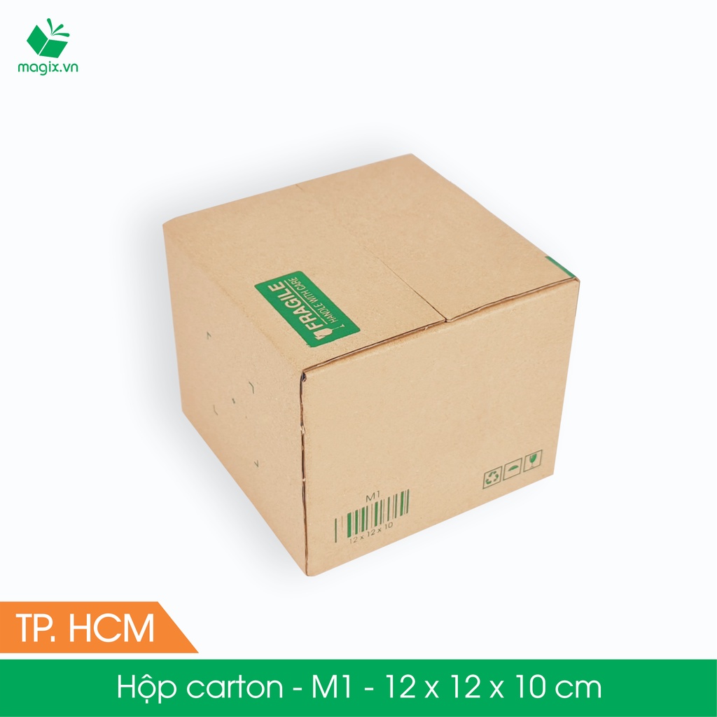 M1 - 12x12x10 cm - 100 Thùng hộp carton + tặng 50 decal HÀNG DỄ VỠ