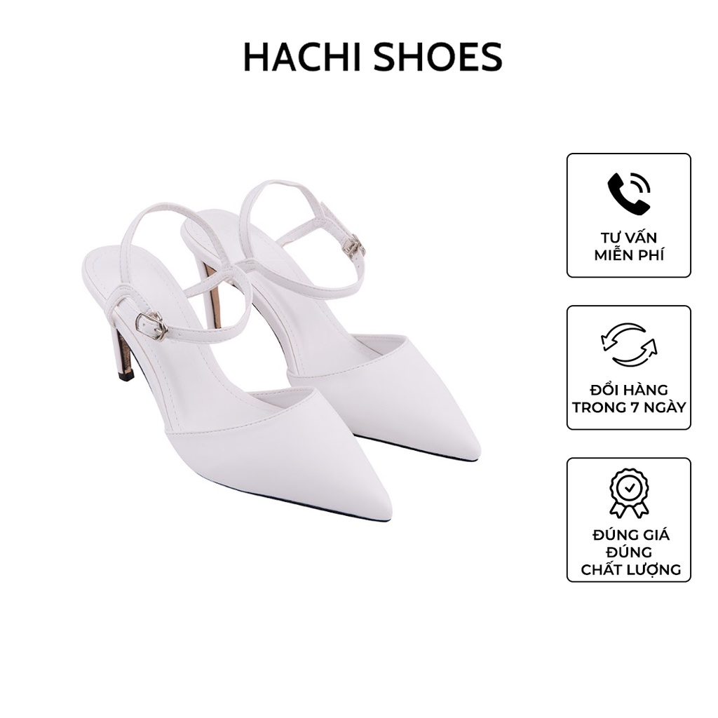 Giày Sandal nữ cao gót bít mũi nhọn màu trắng A549 - HachiShoes