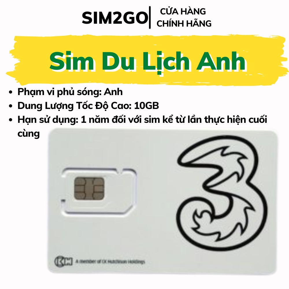 Sim du lịch Anh dung lượng 4G khủng, nghe gọi, nhắn tin thả ga