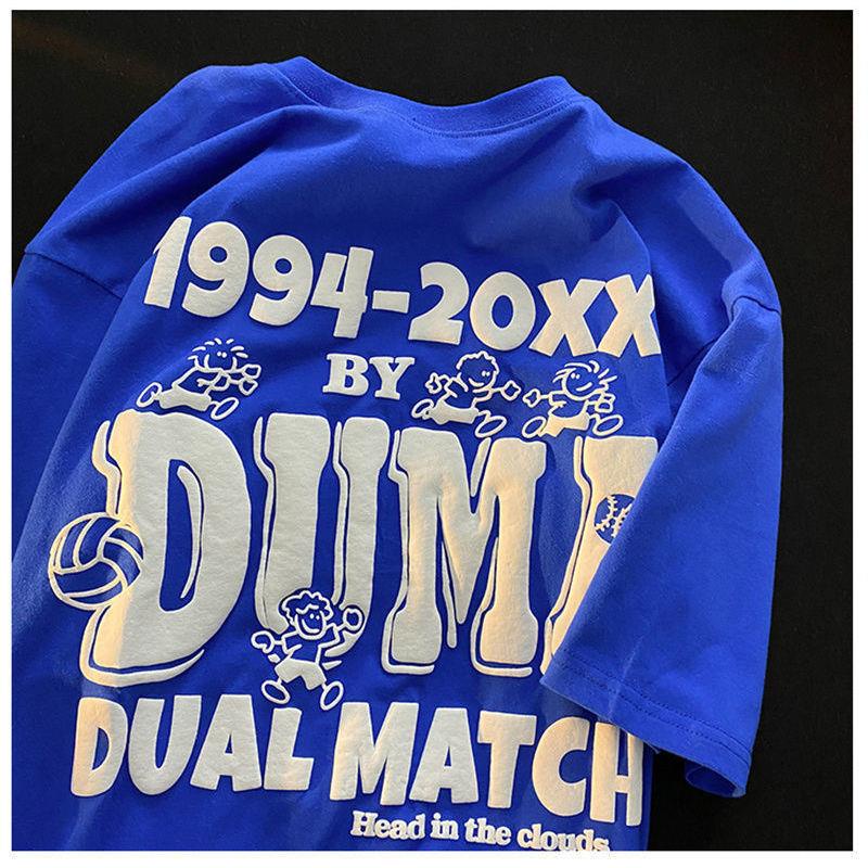 Áo Thun 100% Cotton Nguyên Chất Tay Ngắn Màu Đỏ Rượu Vang Phong Cách Đường Phố Mới Dành Cho Cặp Đôi