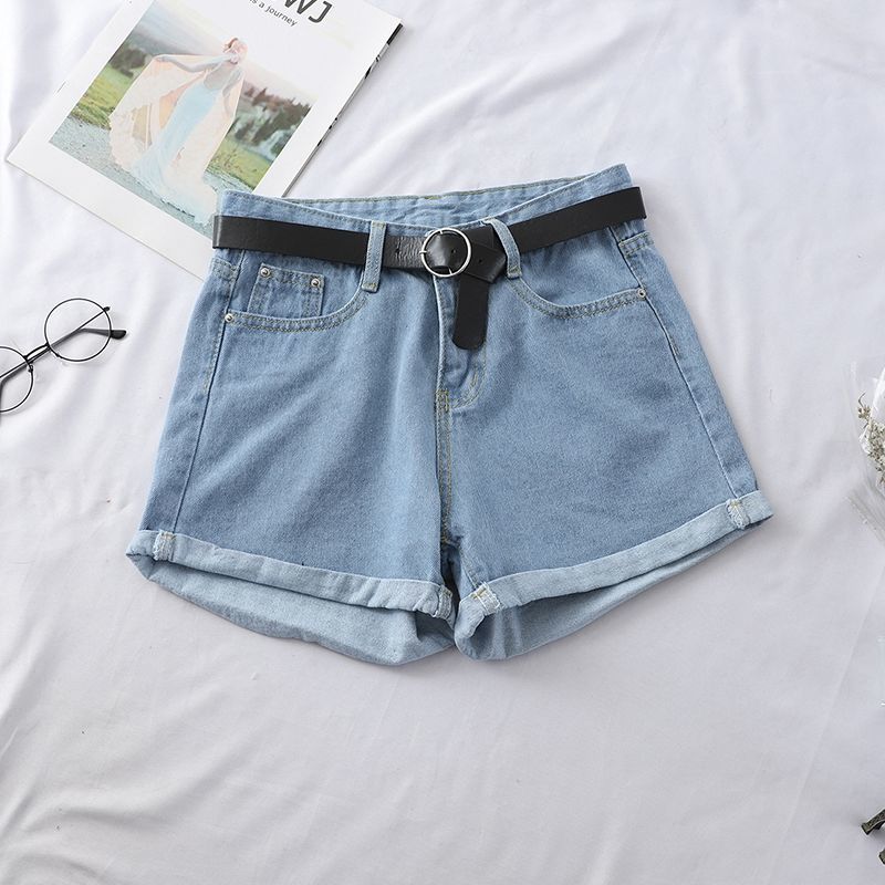 Quần đùi jean BH lưng cao ống rộng cá tính cho nữ