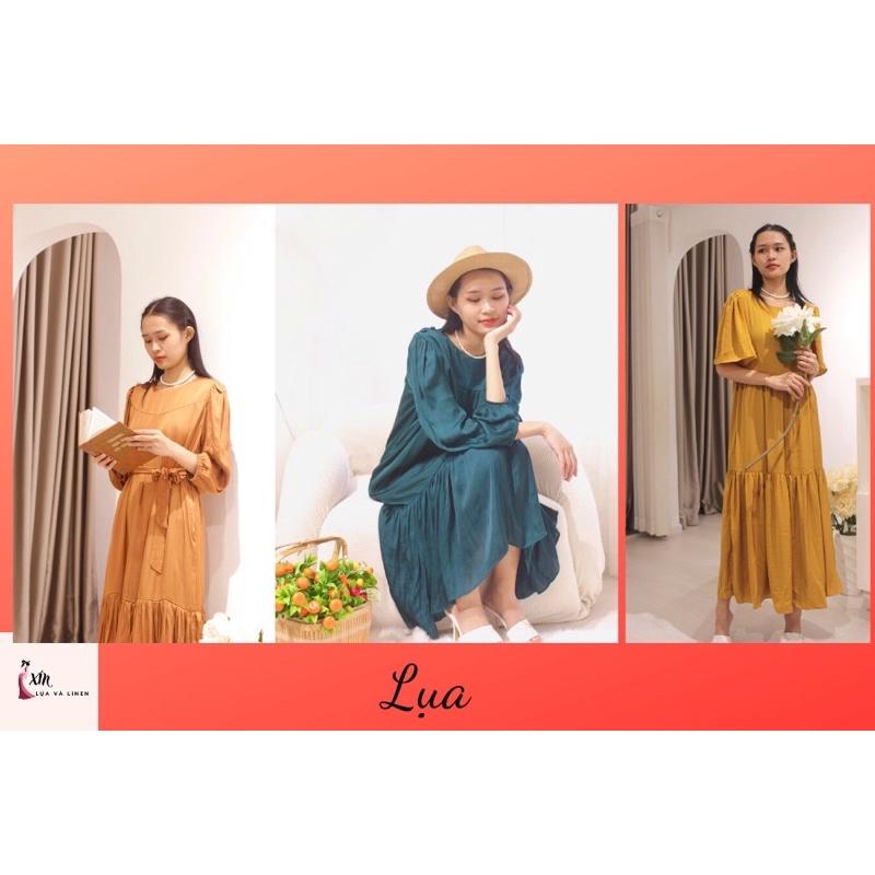Đầm Lụa có tay - đầm lụa thiết kế cao cấp- make by XÍN